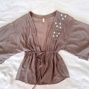 Chic light purple Embroidered Women's Blouse